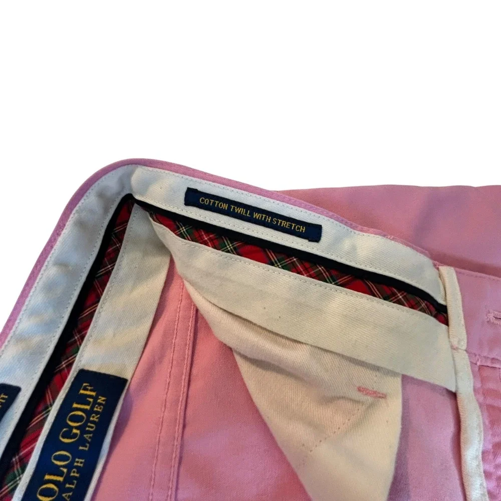 Polo Golf Ralph Lauren Mens Pink Cotton Twill Stretch Tailored Fit Pants 33x32